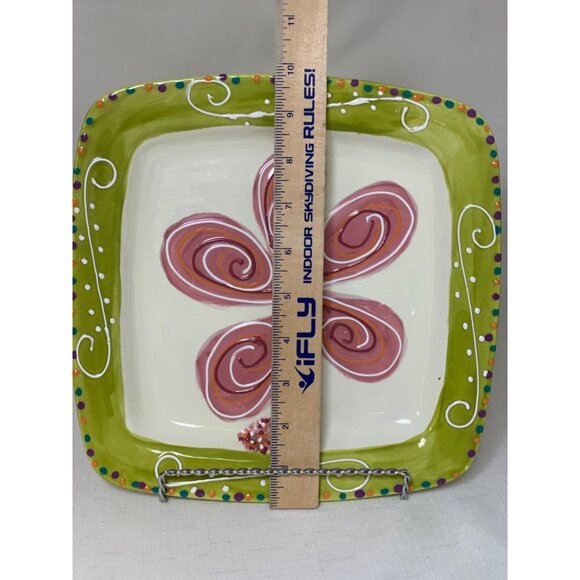 Hand Painted Square Ceramic Plate By Wild Orchid Designs Michelle Elliott - Picture 2 of 7